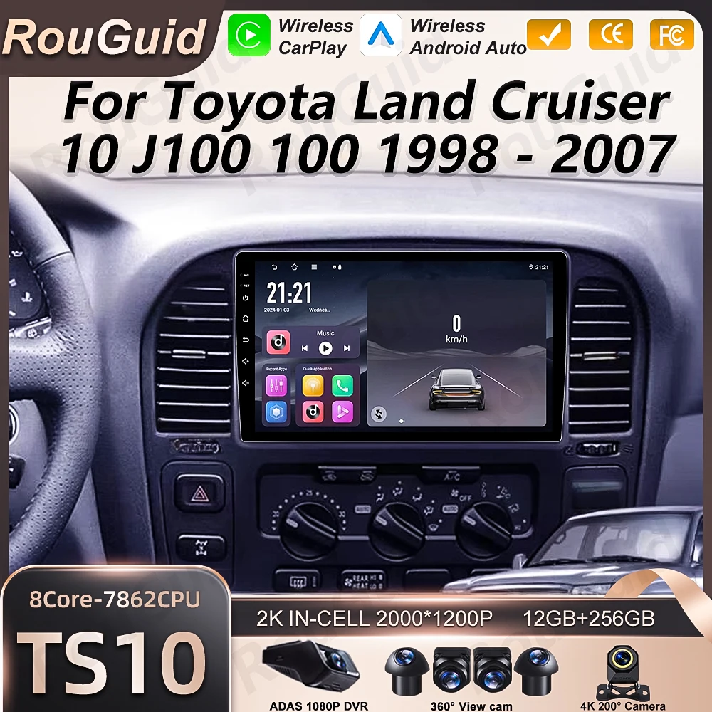 

Автомагнитола Android 16 для Toyota Land Cruiser 10 J100 100 1998-2007, мультимедийный плеер с CarPlay, видео, 5G Wi-Fi, автомобильная стереосистема