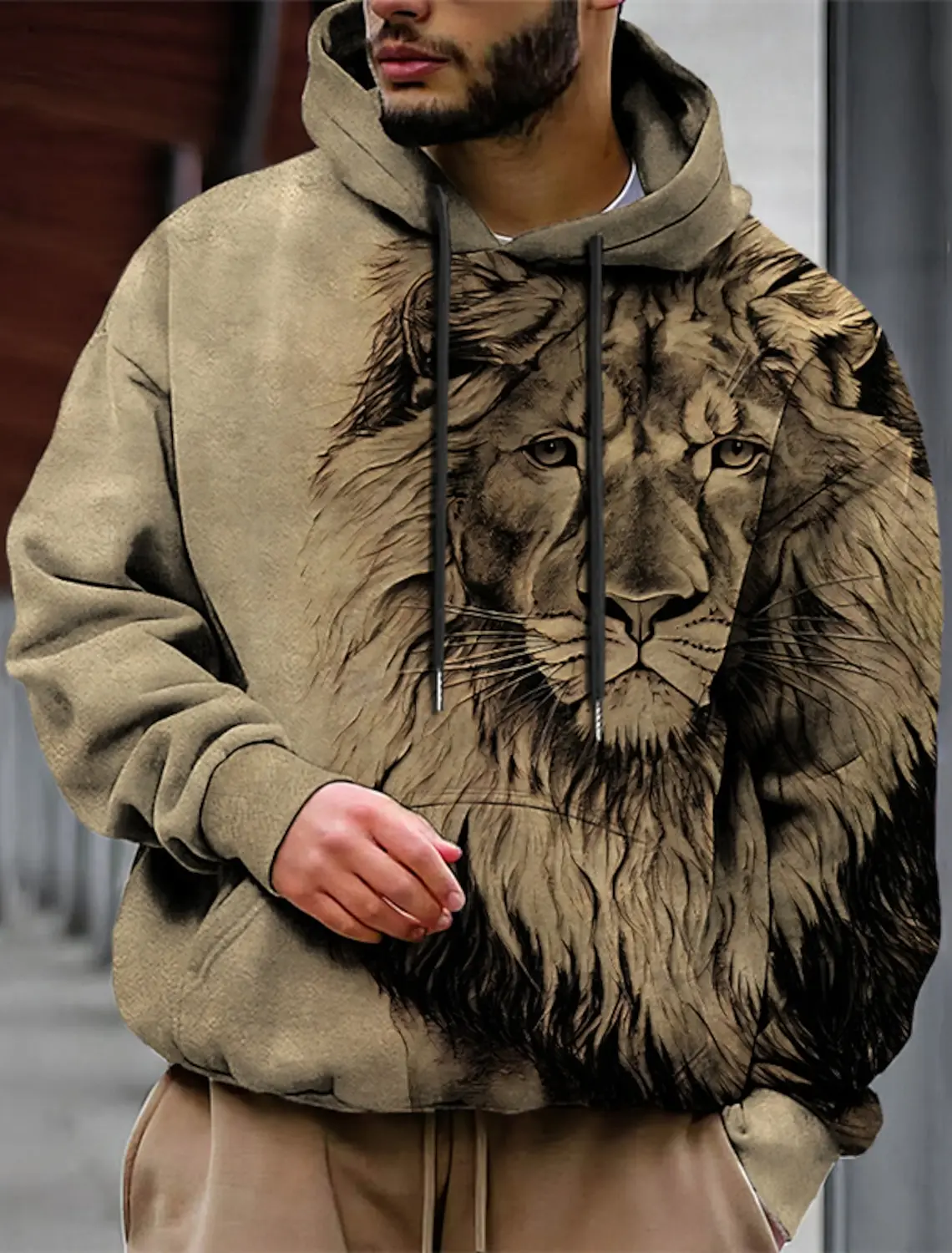 Men's Unisex Hoodie Fashion Pullover Hoodie Sweatshirt Hooded Animal Wolf Lion Dragon Tiger Print Daily 3D Print Casual Hoodies