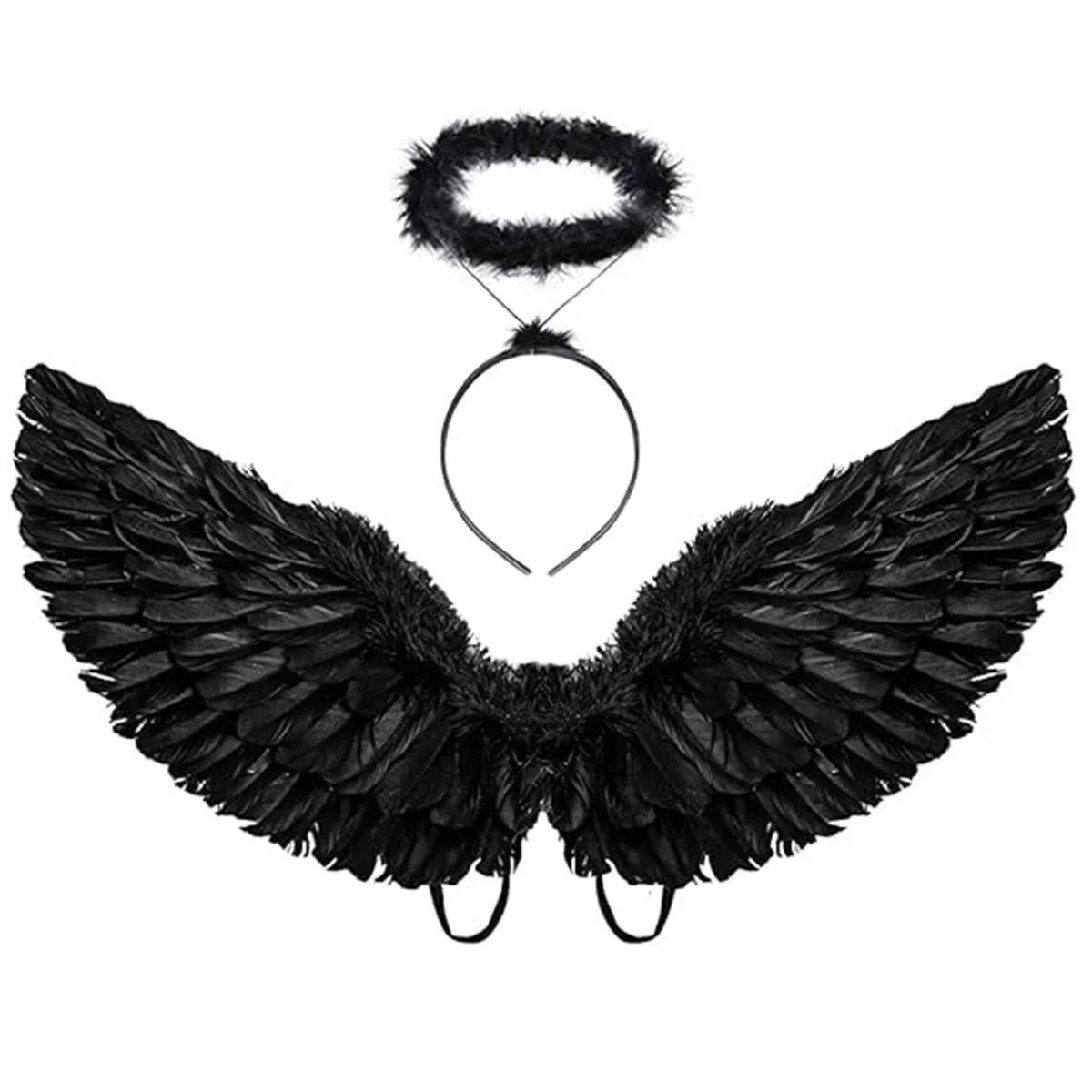 

Angel Wings and Halos for Children and Adults, Angel Clothing, Black Feathers, Party