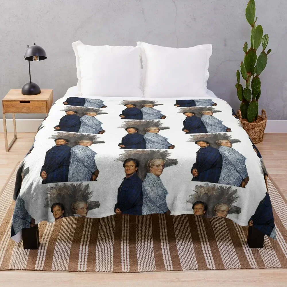 

Robin Williams Mrs Doubtfire Funny Poster Men_s Basic Short Sleeve T-Shirt Throw Blanket Luxury Brand Travel Blankets
