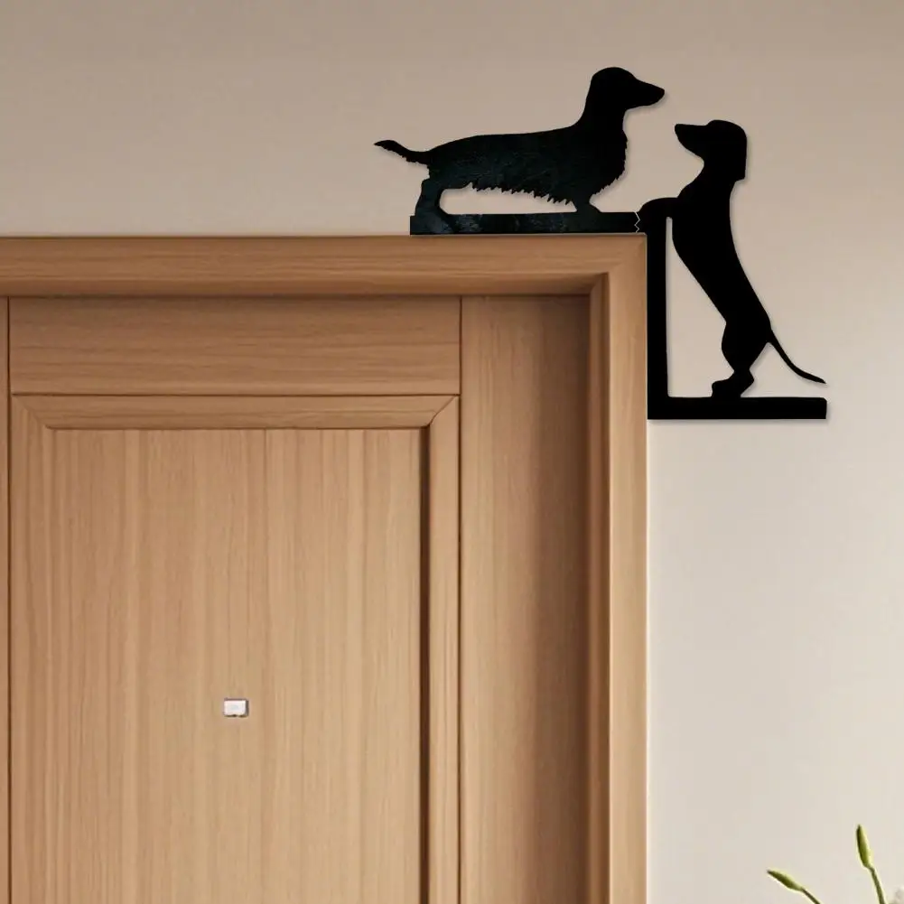 Decoración de esquina de puerta de perro salchicha, marco de puerta de madera con acento, marco de puerta de madera, adorno de esquina, decoración del hogar