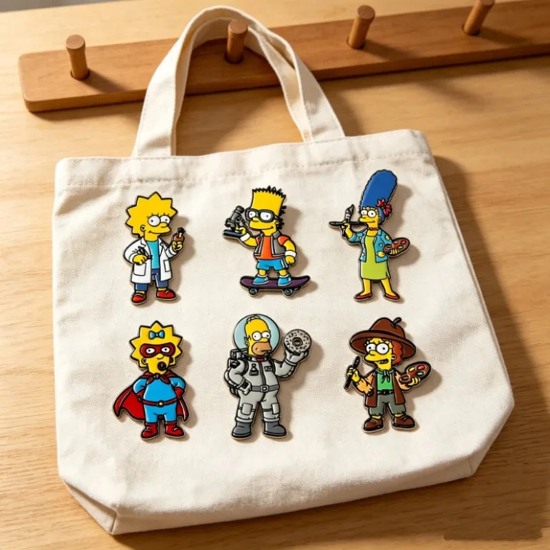 Hot 6pcs Set Cartoon Simpsons Broochs Personalized Alloy Drip Badges Student Bag Clothing Accessories Birthday Gifts for Friends