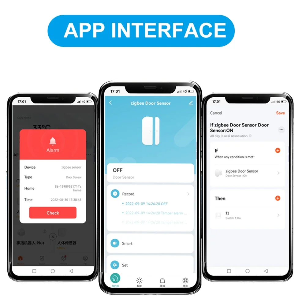 Imagem -02 - Tuya Zigbee-sensor de Porta Inteligente Detectores Abertos e Fechados Proteção de Segurança Doméstica Smart Life Controle Via Alexa e Google Home