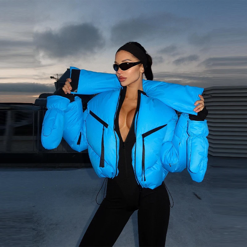 Abrigo de algodón grueso y cálido de lujo a la moda para mujer, Chaqueta corta con solapa ajustada informal elegante para invierno, prendas de vestir versátiles de Color puro