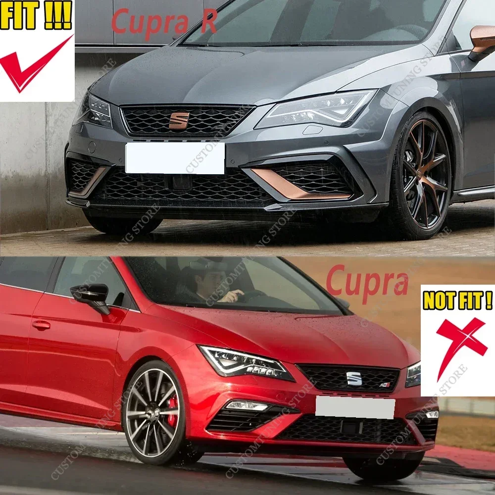 Gloss Black CS Style 3Pcs Front Bumper Lip Spoiler Splitter Diffuser For Seat Leon Cupra R Only 2018 2019 2020 Bodykits Tuning