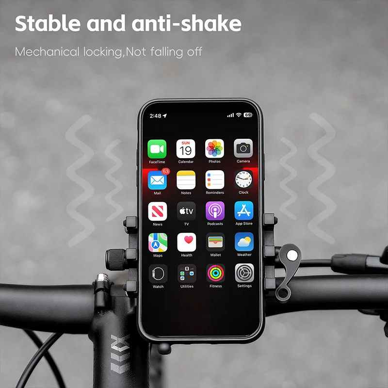 WEST BIKING Bike Handlebar Phone Holder Quick Release Aluminum Alloy Adjustment Mobile Phone Bracket for 5.5-10cm Width Phones