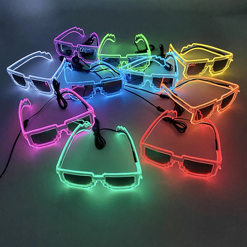 Novelty 10 Color Light Up Mosaic Sunglasses Night Club Concert Y2k Accessories Fluorescent Glasses led Sunglasses For Men Women