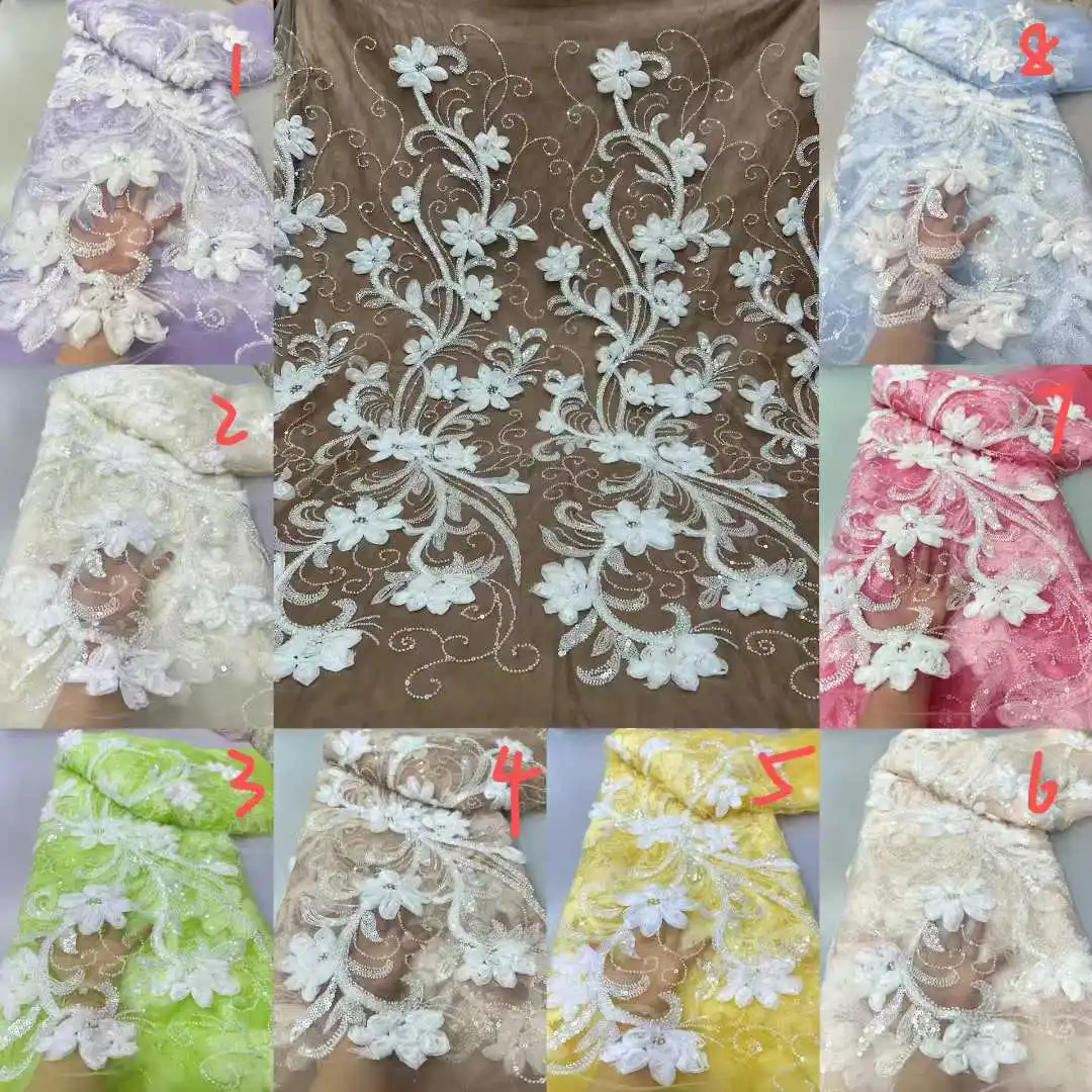 Afrikanischer Spitzenstoff, Pailletten, Perlen, Bräutigam, nigerianische Braut, hochwertiger französischer Tüll-Spitzenstoff für Hochzeitsfeierkleider