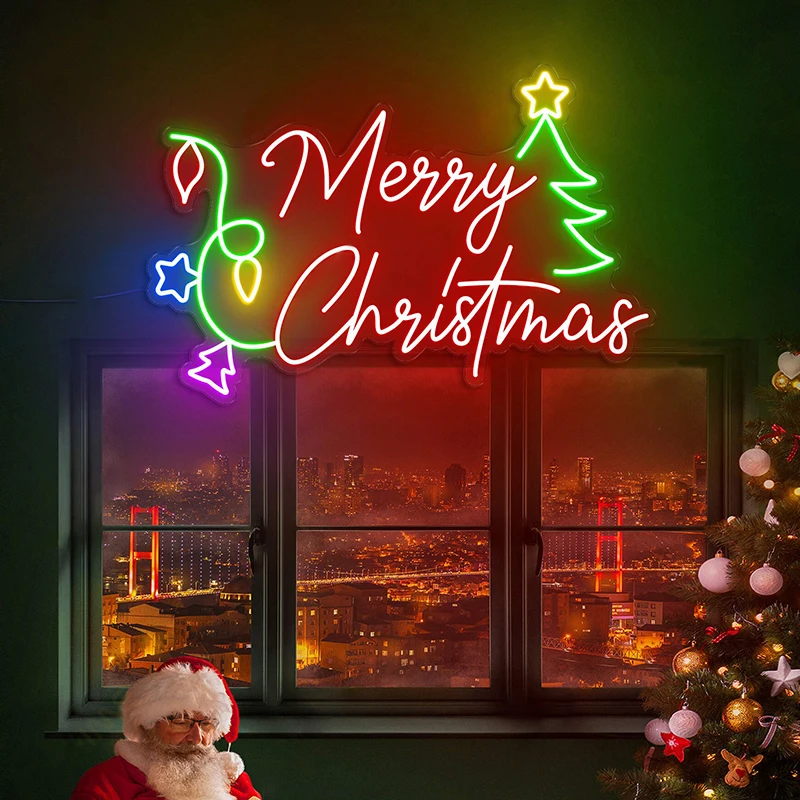 Merry Christmas Neon Sign Christmas Tree Neon Light Home Party Event Decor Neon Art Festival Holiday Wall Decoration Led Signs