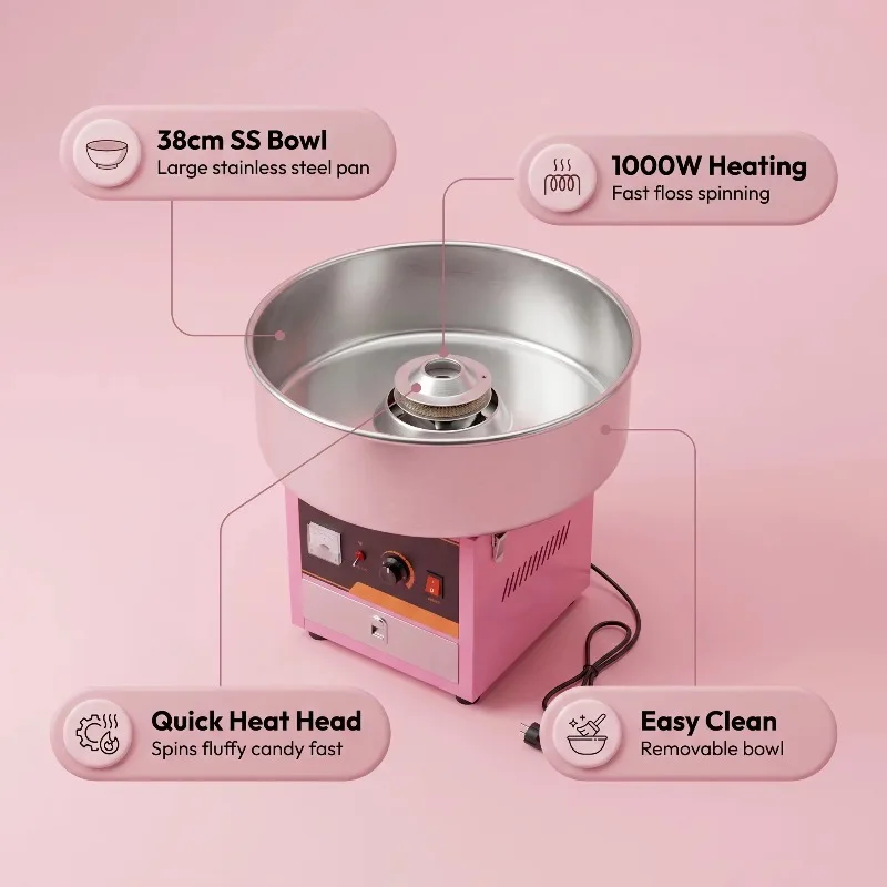 Commercial Electric Cotton Candy Machine Candy Floss Maker 38cm Bowl