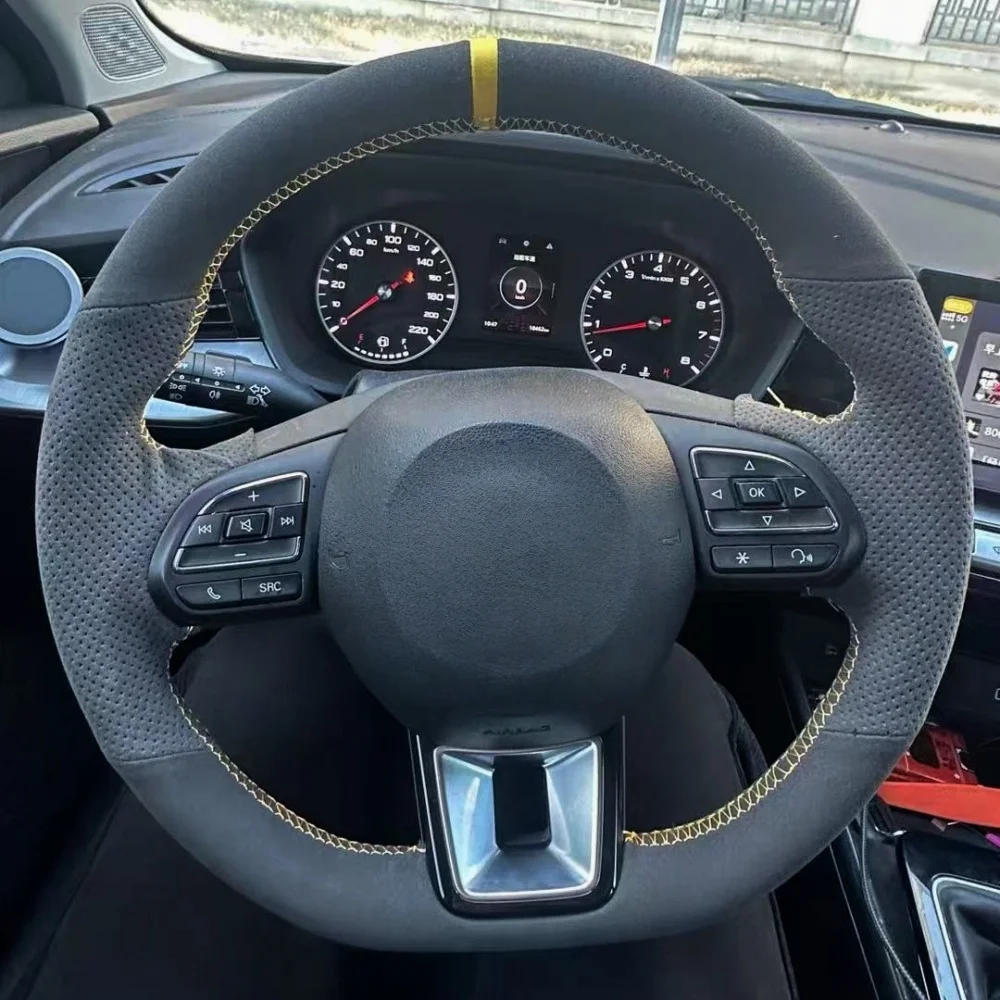 

Custom Car Steering Wheel Cover Soft Suede Leather For MG ZS HS GS MG 5 6 RX5 RX8 ZST ZS EV 2017 2018-2023 Car Steering Wrap