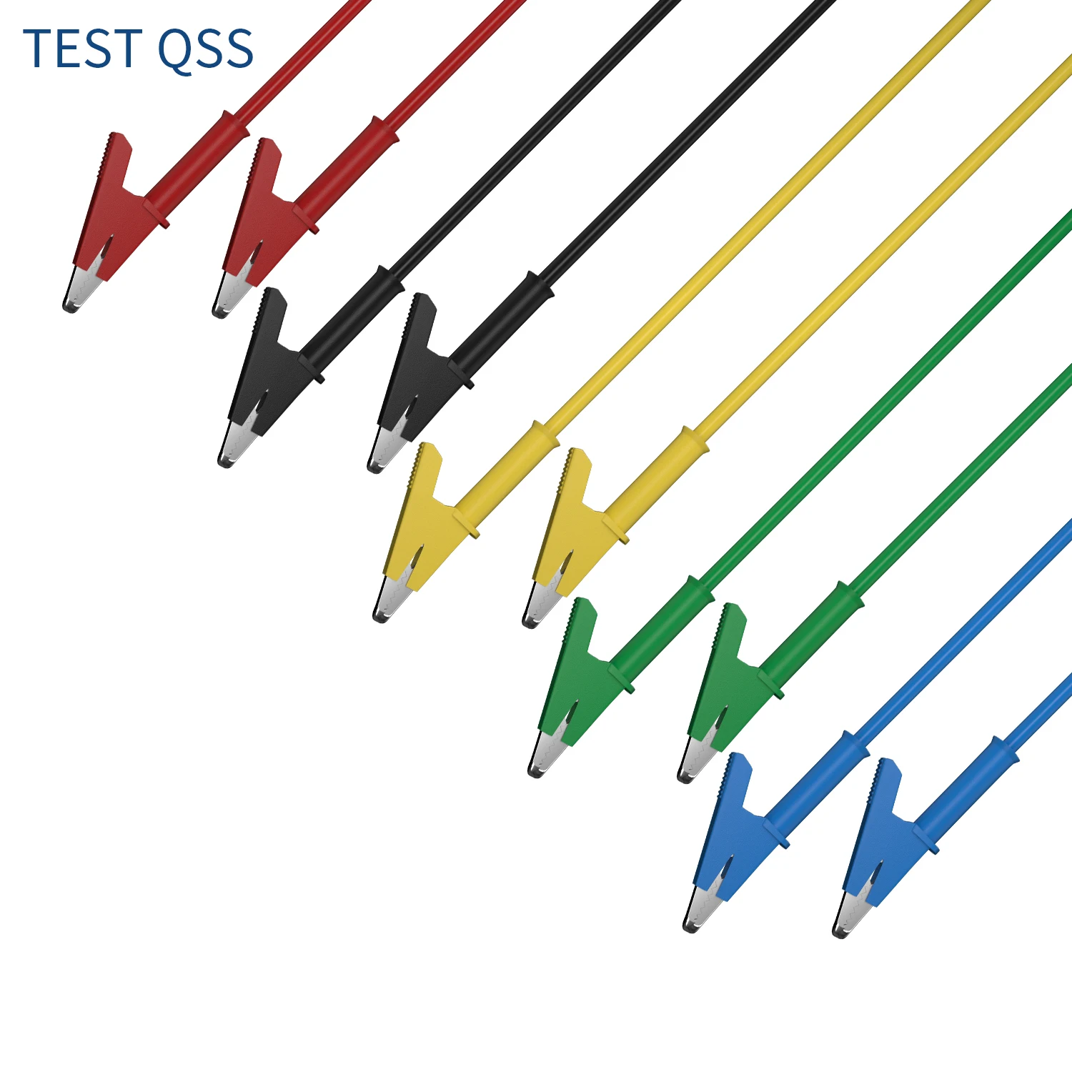 

QSS 100CM 5Pcs Dual Alligator Clips Multimeter Test Leads Flexible Copper Wire Cable with Insulated Clips for Electrical Testing