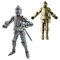 3D printed medieval knight puppet,with a fully movable mechanical body and magnetic splicing of multiple weapon shaped ornaments