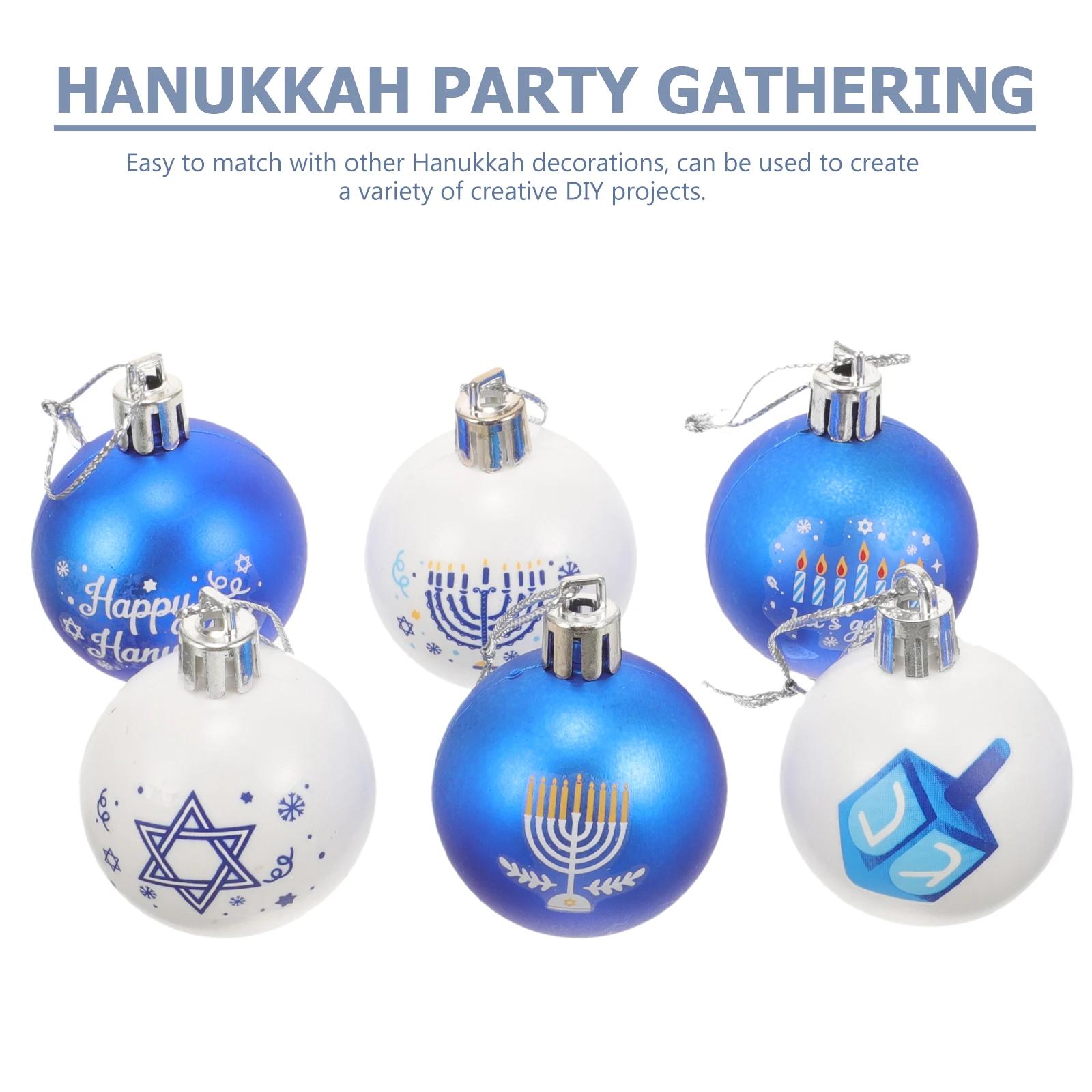 Pendurado Ornamentos de Bola, Bolas De Hanukkah, Decorações De Layout De Festa, Bolas De Plástico De Festa Festiva, 24Pcs