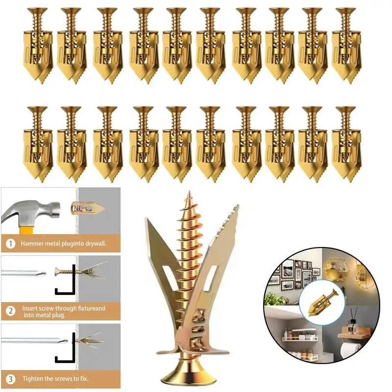 

25/50/100Pcs Self Tapping Screws Self Drilling Anchors Screws Drywall Anchors Easy Application for Gypsum Plasterboard Dowel