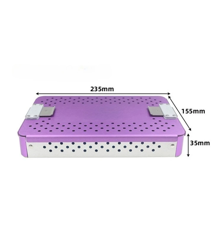 Aluminum Sterilization Container Medical Instrument Tray Box Autoclave Case With Silicone Mat High Temperature Resistant