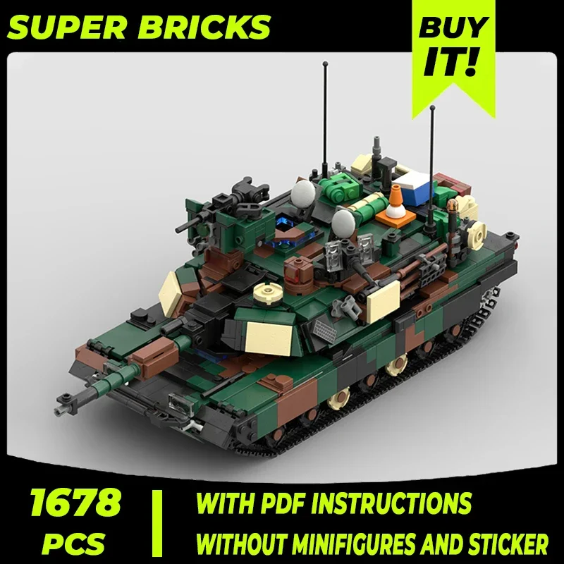 Military Weapon Model Moc Building Bricks M1A2 Abrams V2 Tank Technology Modular Blocks Gifts Christmas Toys DIY Sets Assembly