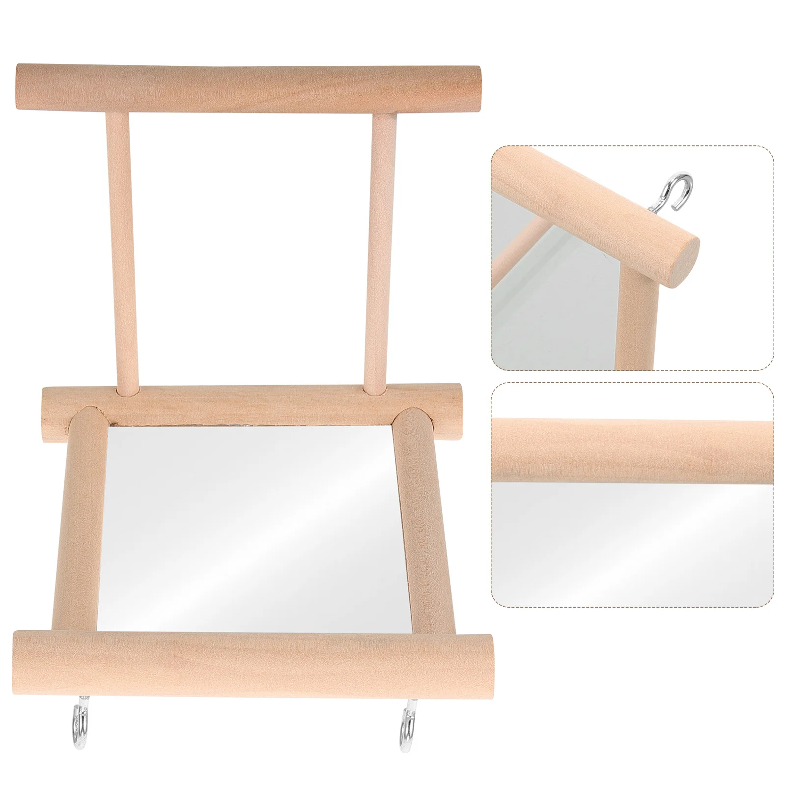 

Bird Cage Stand Mirror Wooden Perch For Parrot Training Exercise Bird Household Parrot Accessory Decorative Cage Mount Rod