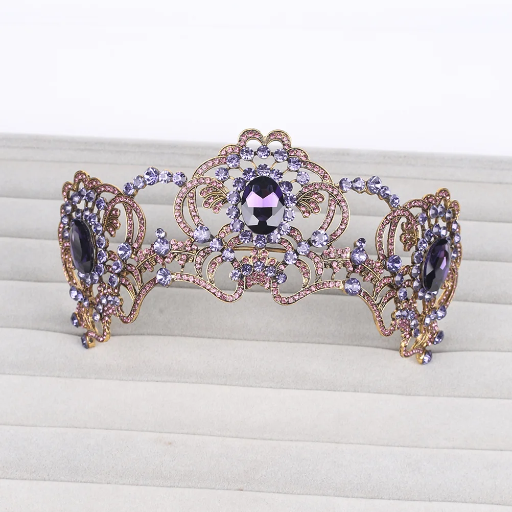 

Amethyst Bridal Tiara Crown Pearl Rhinestones Crown Headband Headpiece for Wedding Pageant Party women crown