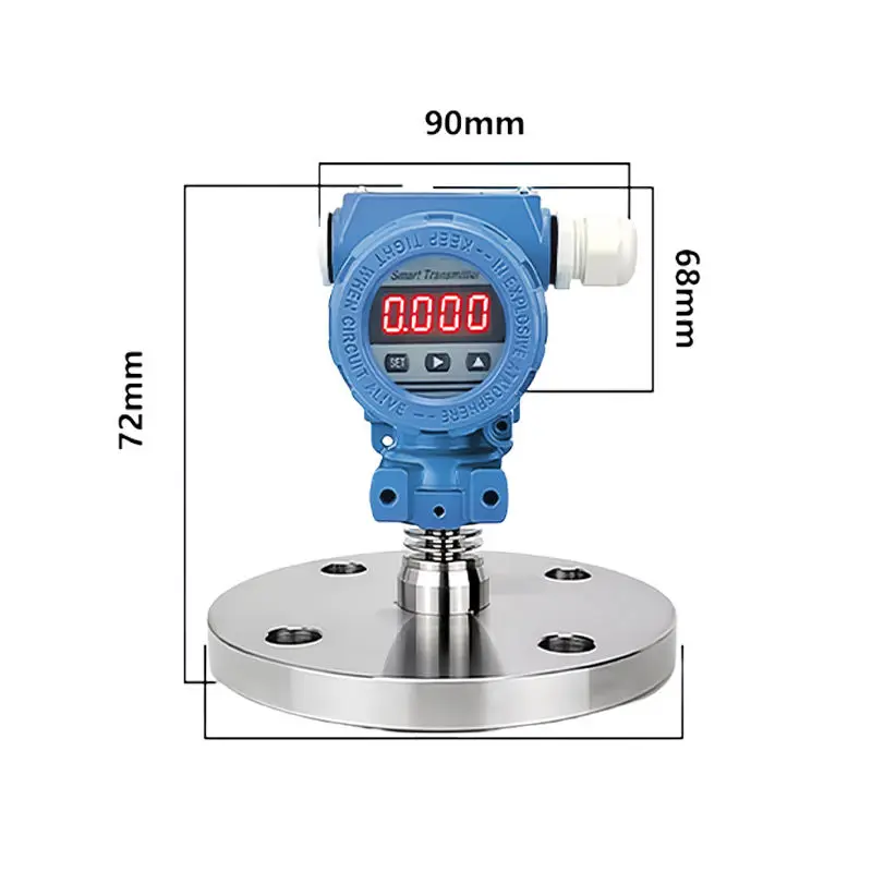 DN50 DN65 Digital display single flange Diaphragm Pressure Transmitter 4-20mA Diffused Silicon Industrial Metal IP65