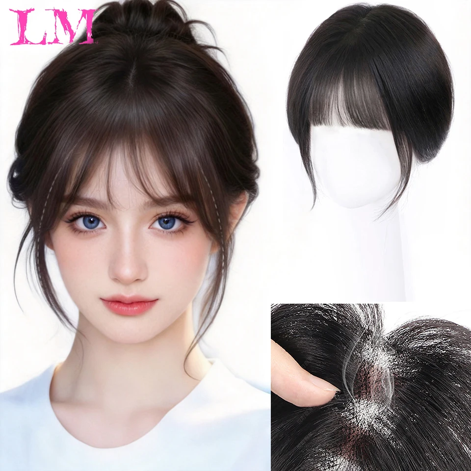 LM Synthetic Hair Girls Wig Bangs Split Style Left And Right Side Hair Extension Piece for Quick Hair Transformation