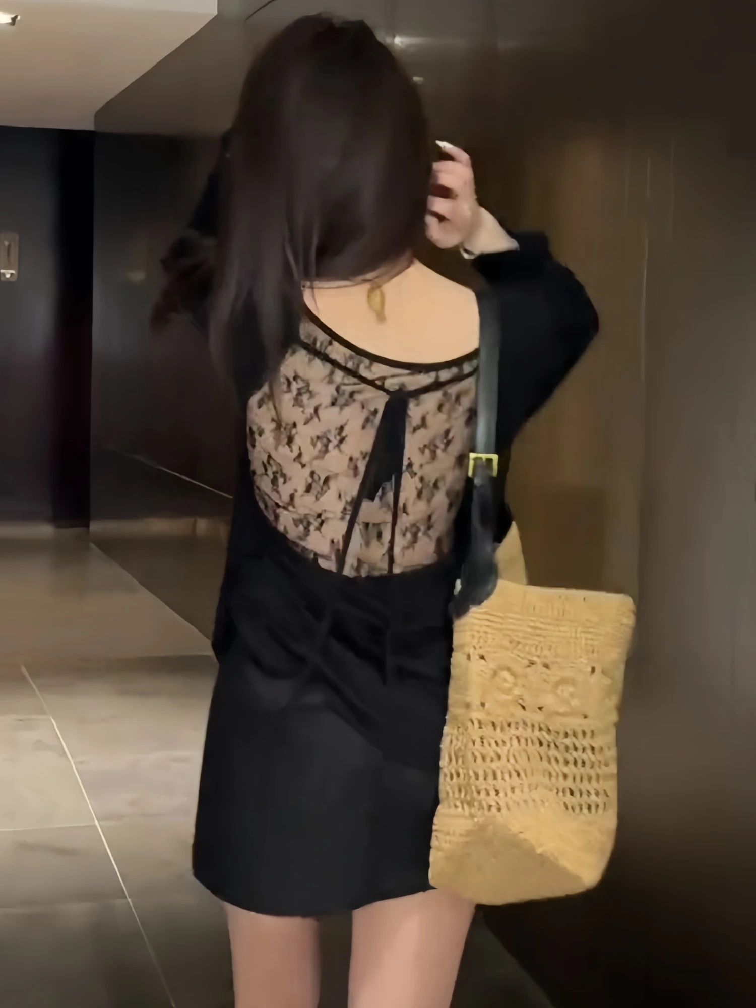 Lace Ba Splice Thin Long Sve T-irt Pure Desire Sexy Top Women's Loose Fit Summer Moisture ng round Ne Casual Tee