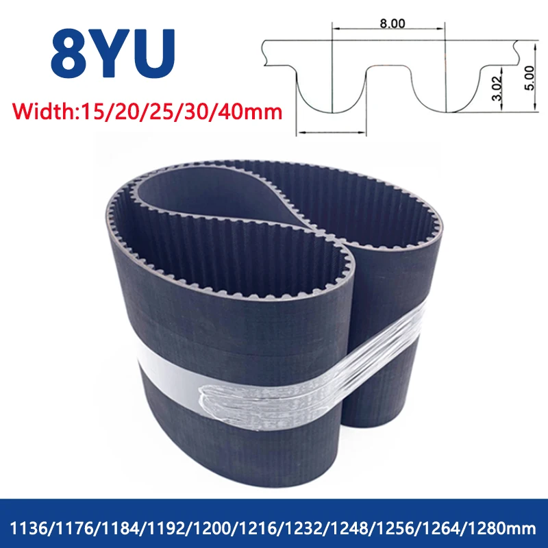 

1pcs 8YU Timing Belt Length 1136mm-1280mm Width 15 20 25 30 40mm Rubber Closed Loop Synchronous Belt Pitch 8mm