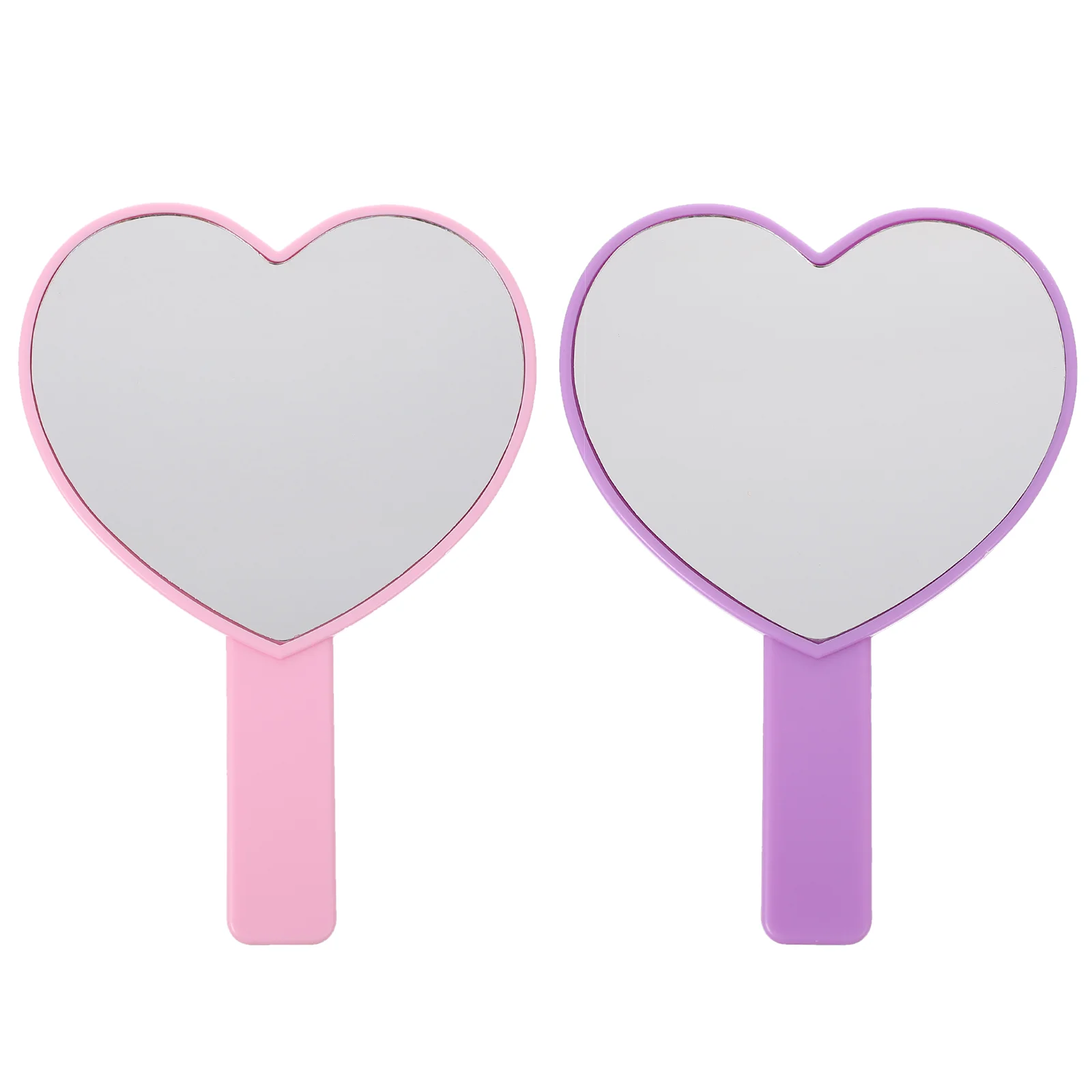 

2 Pcs Heart Handle Mirror Portable Makeup Handheld Mirrors Vanity Shape Carry