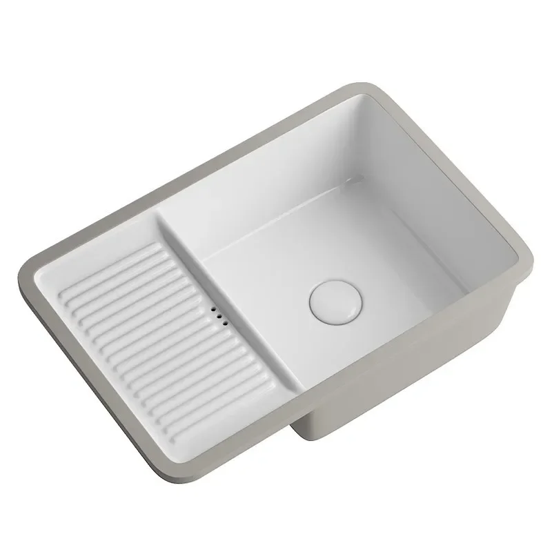 

Керамическая раковина под столешницей в стиле ретро, раковина для стирки слева и справа, встроенная балконная мойка для лица небольшого размера.