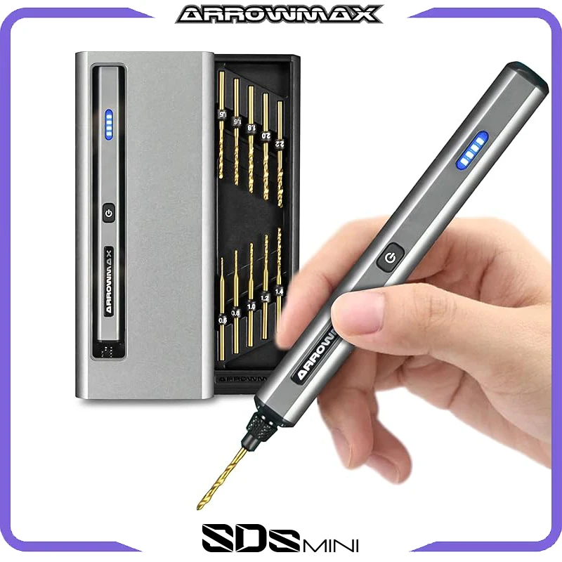ARROWMAX Mini Perceuse Électrique 5 Vitesses Avec Presse D'Établi - Kit Bijoux Avec LED Et Écran OLED