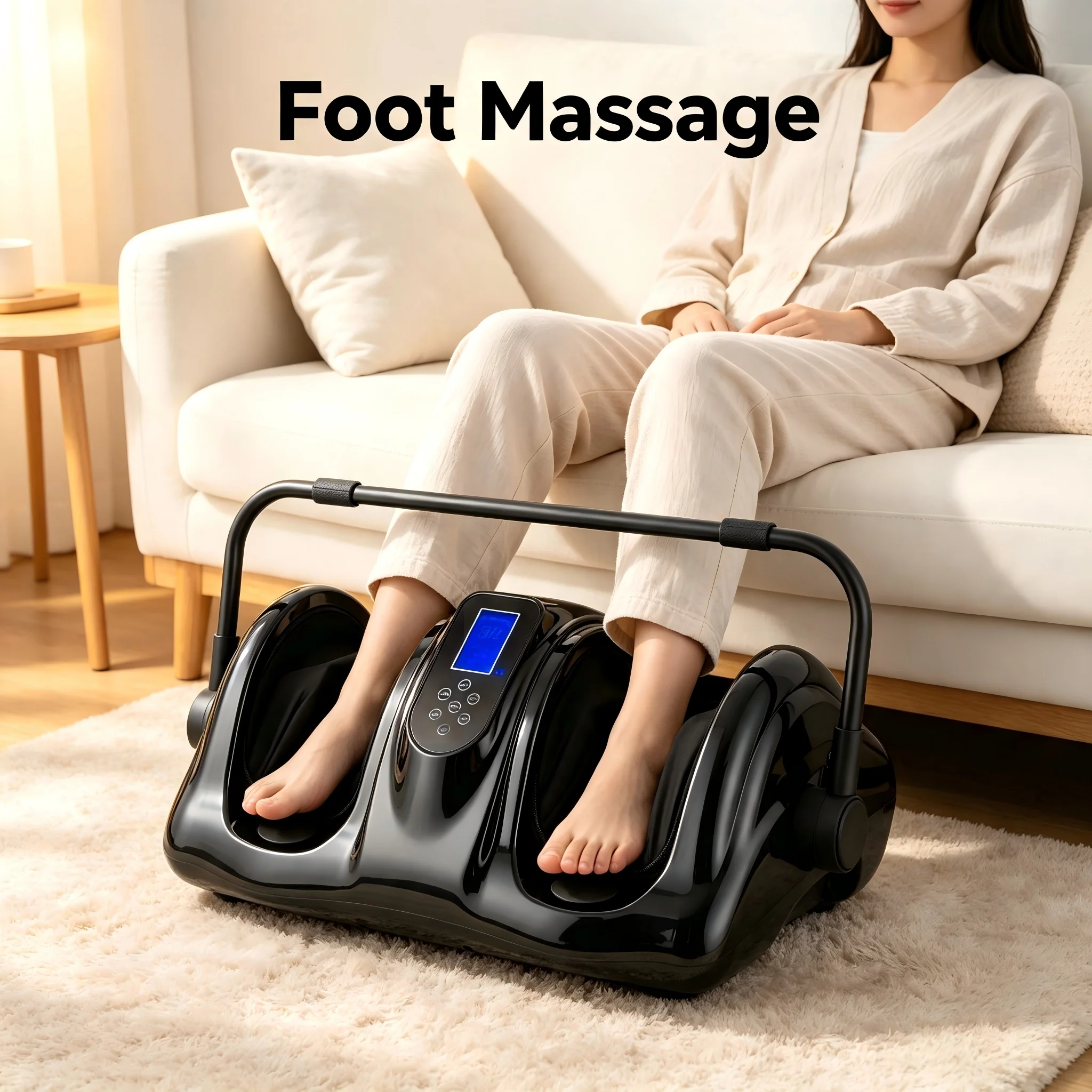 Shiatsu Foot Calf Massager with Heat Remote Control Kneading Massage 360° Adjustable Bar for Feet Ankles Calves Relief