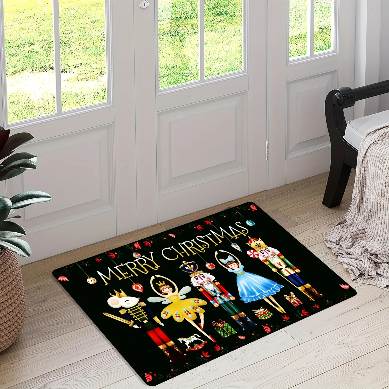 Christmas Nutcracker Soldier Welcome Non Slip Door Mat Floor Mat For Entryway Bathroom Kitchen Living Room