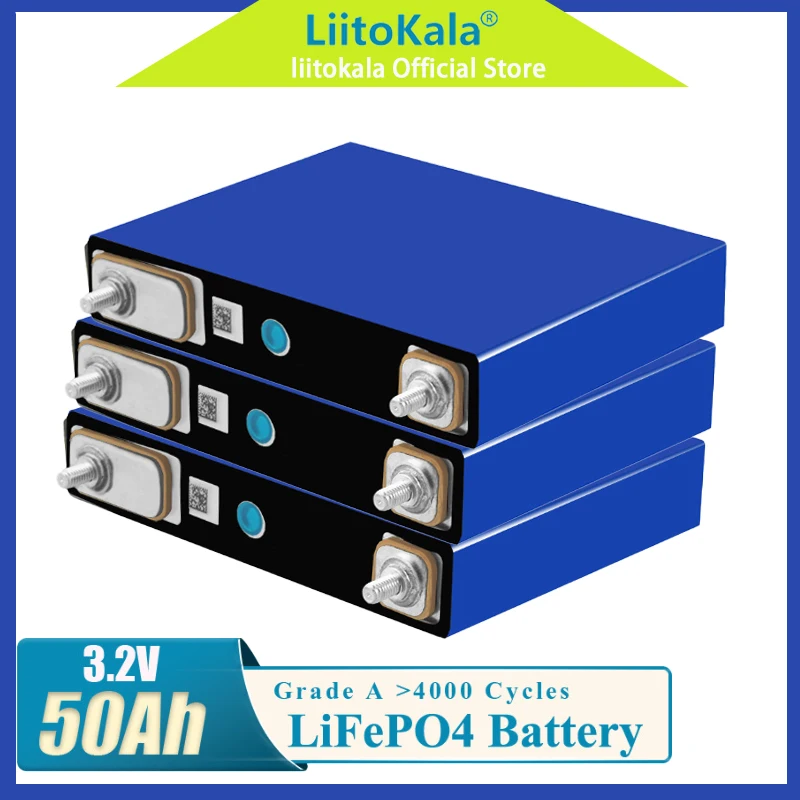 Authentic LiitoKala 3.2V 50ah lithium iron phosphate battery, single unit square aluminum shell battery