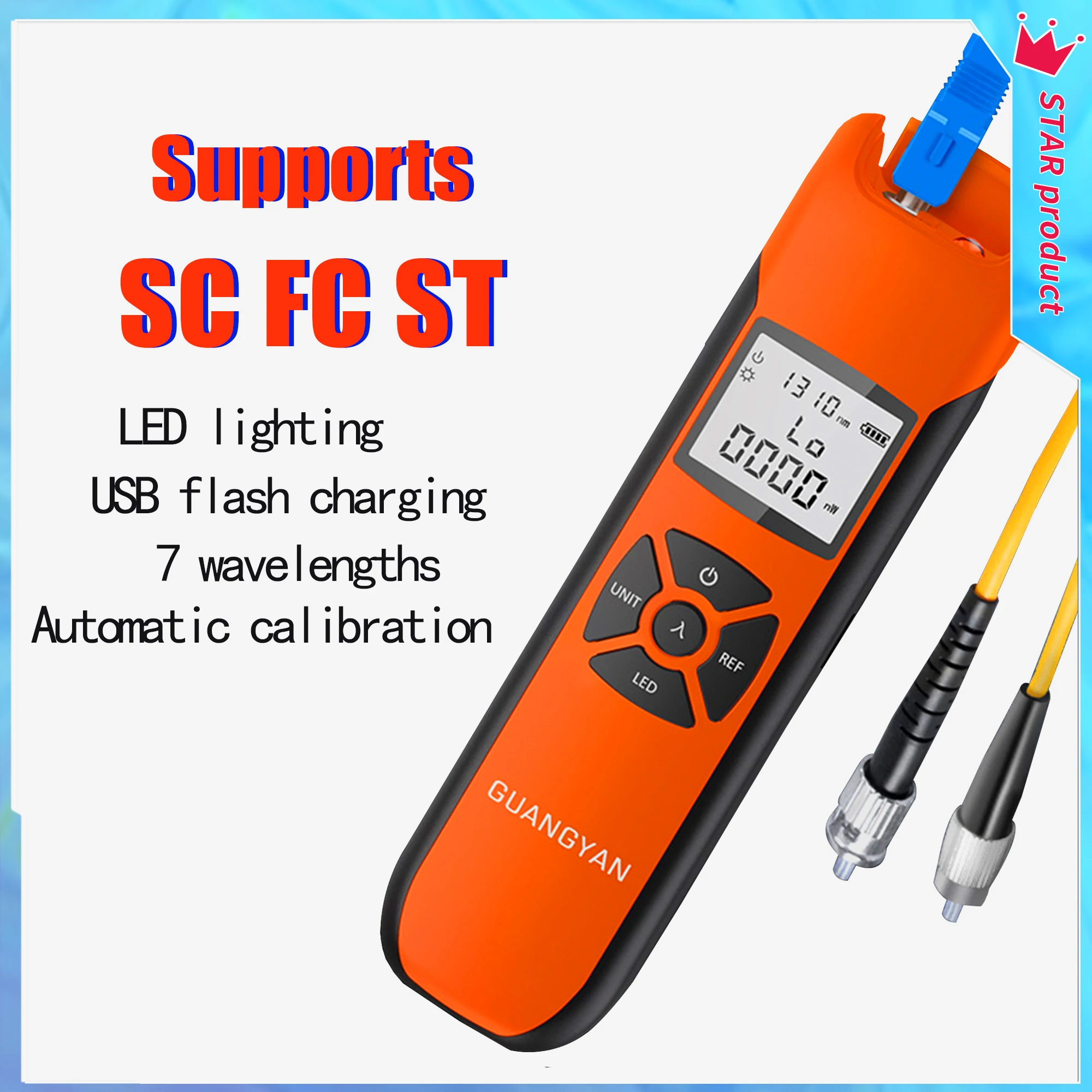 New High Mini Mini fiber optic power meter G1000 Power Optical Precision Meter Rechargeable Battery With Flash Light