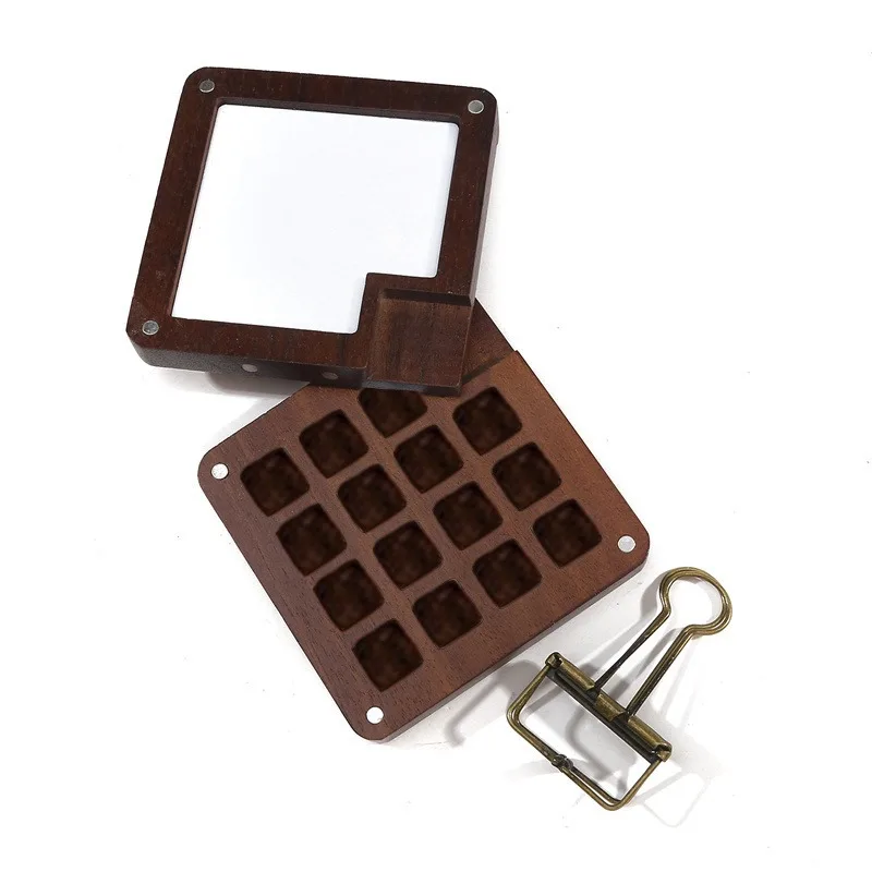 صندوق تخزين لوحة ألوان مائية خشبي صغير، فتحة ألوان 8/15، علبة خلط رسم محمولة، مناسبة للطلاب والفنانين #5