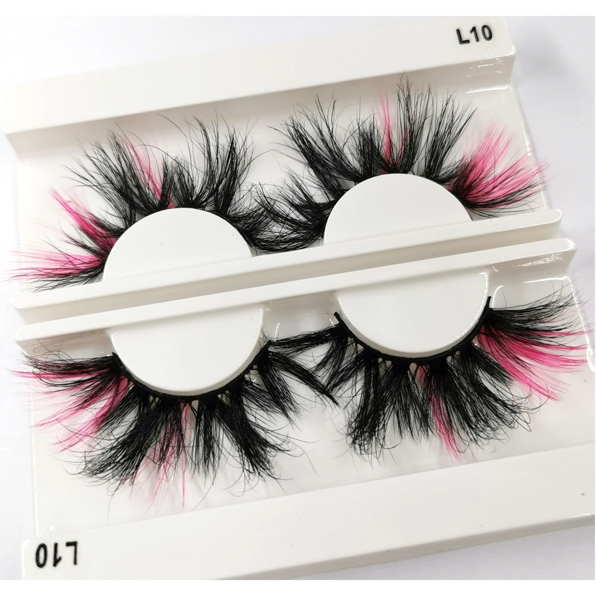 1คู่ Fluffy 25MM Mink ขนตาสีขนตาขายส่งสีชมพูสีขาวสีแดงสีฟ้า5D Mink Lashes อุปกรณ์ Peralatan Rias