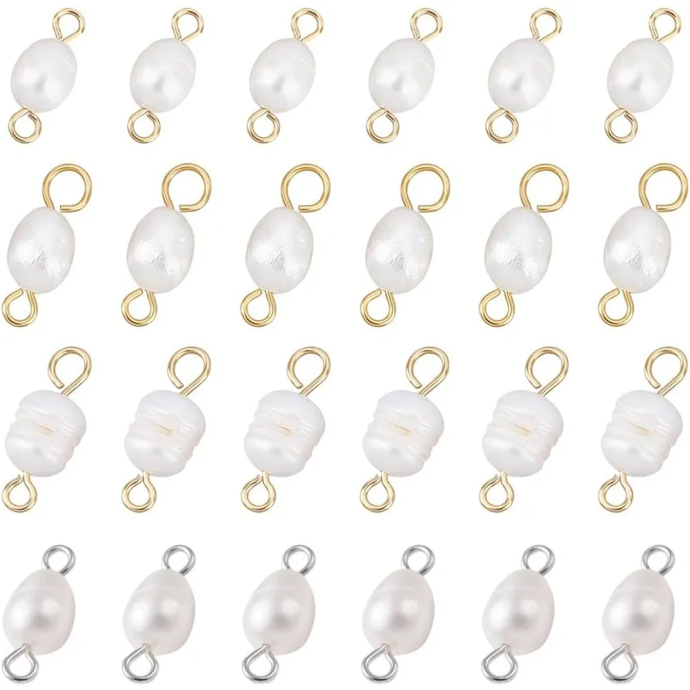 40 Pcs 4 Styles Pearl Pendant Connectors Natural Freshwater Links  Beads Links Irregular Shape Charms