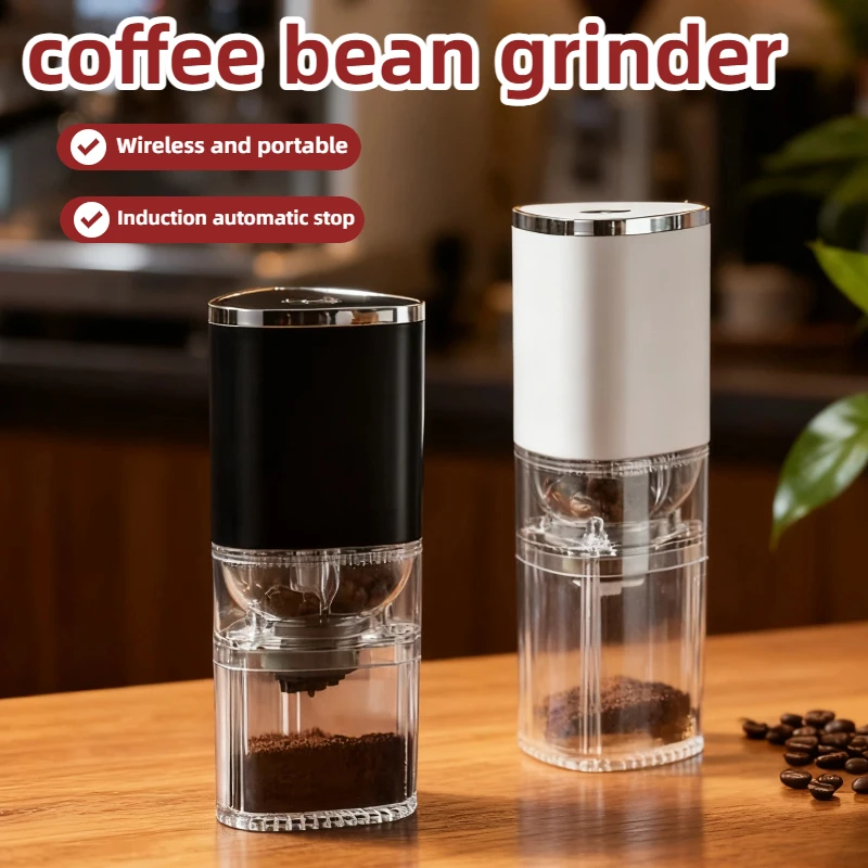 Molinillo de café eléctrico con discos de molienda de cerámica de vidrio, espesor ajustable, portátil, adecuado para amantes del café expreso