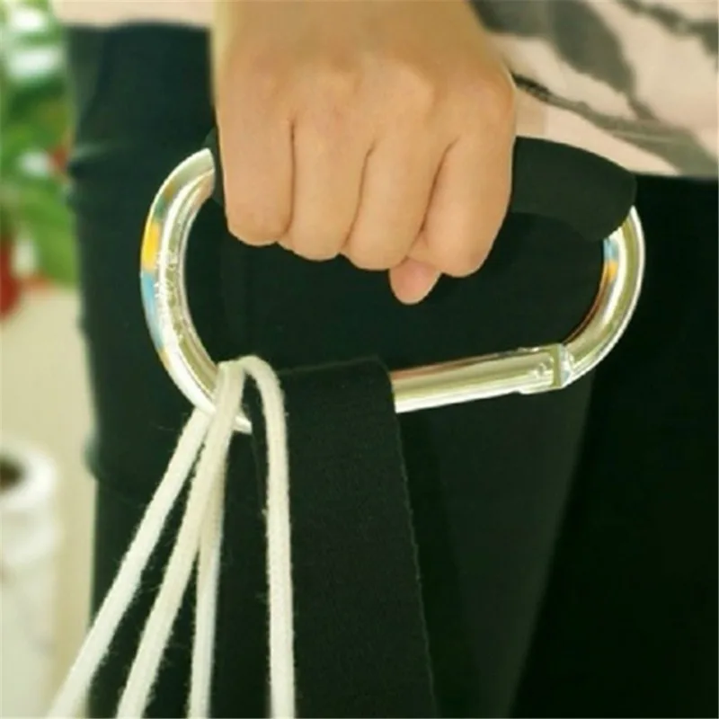Großer Karabiner, Kinderwagen-Haken, Organizer, Aluminium, D-Ring, Federverschluss, Schlüsselanhänger-Clip, Tragegriff zum Aufhängen von Geldbörsen, Einkaufstaschen – Detail 2