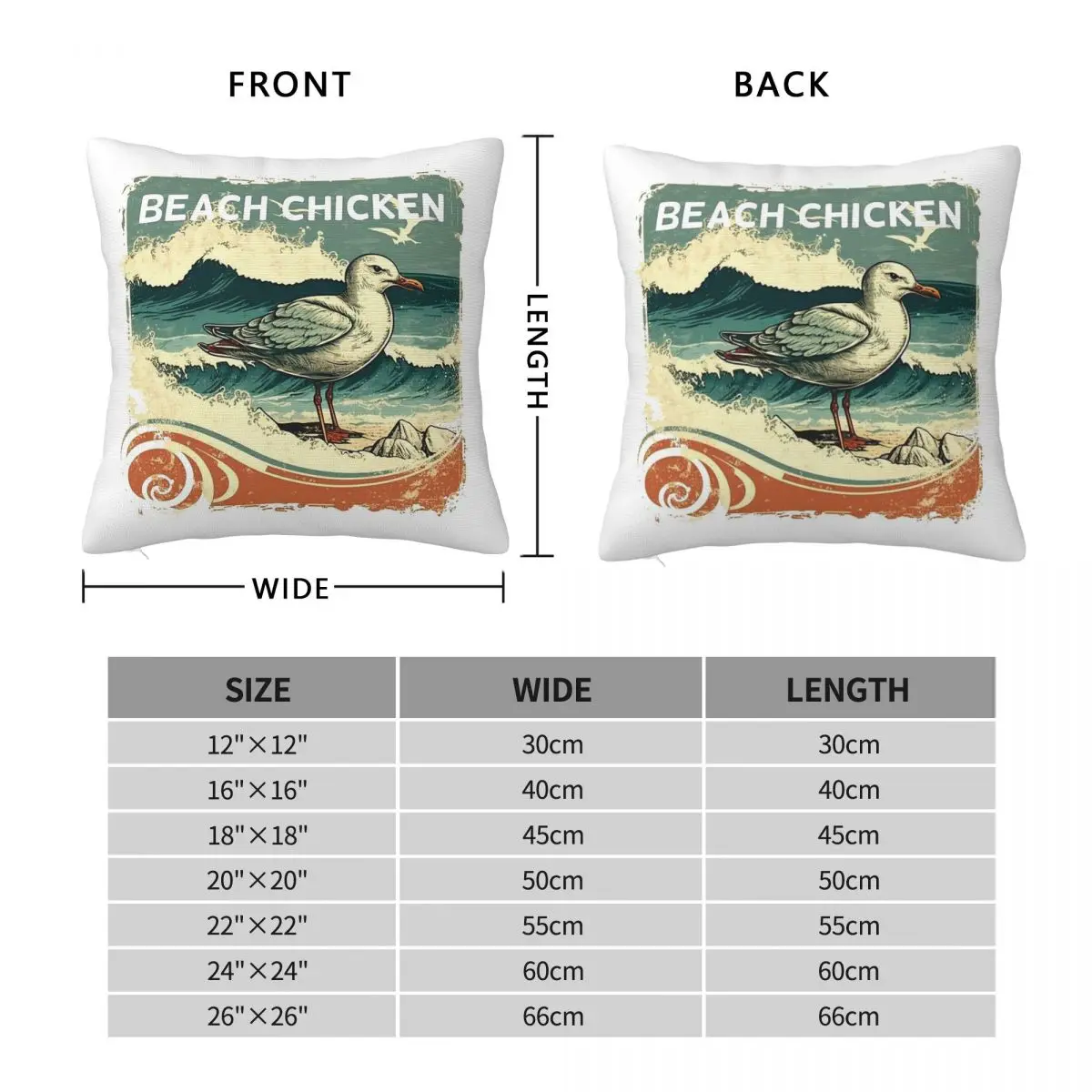 Beach Chicken Sailing Pillowcase Polyester Linen Velvet Printed Zip Decorative Pillow Case Home Cushion Cover
