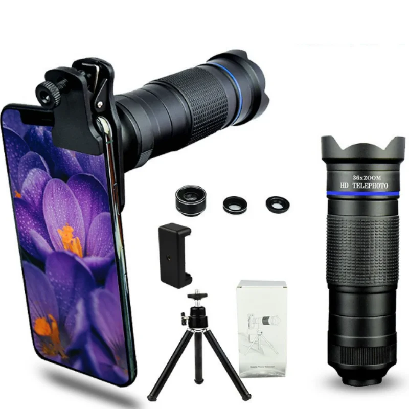 36X Mobile Phone Lens High-definition High Magnification Photography Portable External Mobile Lens Photography Telescope Camera 