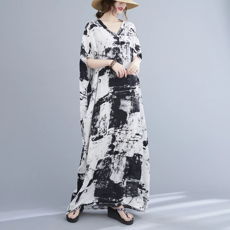 تنورة نسائية صيفية فضفاضة من الحرير Dr مقاس كبير مطبوع عليها زهور تنورة طويلة بخصر عالٍ على شكل حرف H-ape بسيطة للتنقل Sle #2