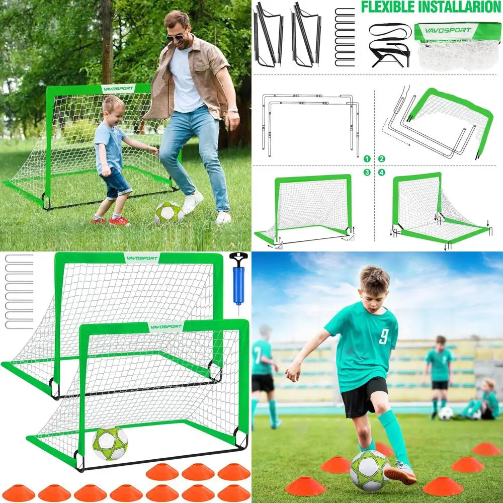 

Kids Soccer Goals for Backyard Set - 2 of 4' x 3' Portable Soccer Goal Training Equipment, Pop Up Toddler Soccer Net with Soccer