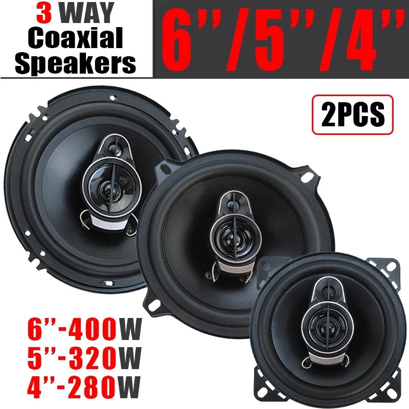 

1Pair 4/5/6 Inch 3-Way Universal Car HiFi Coaxial Speaker 280W/320W/400W Auto Music Stereo Car Door Full Range Speakers Woofer