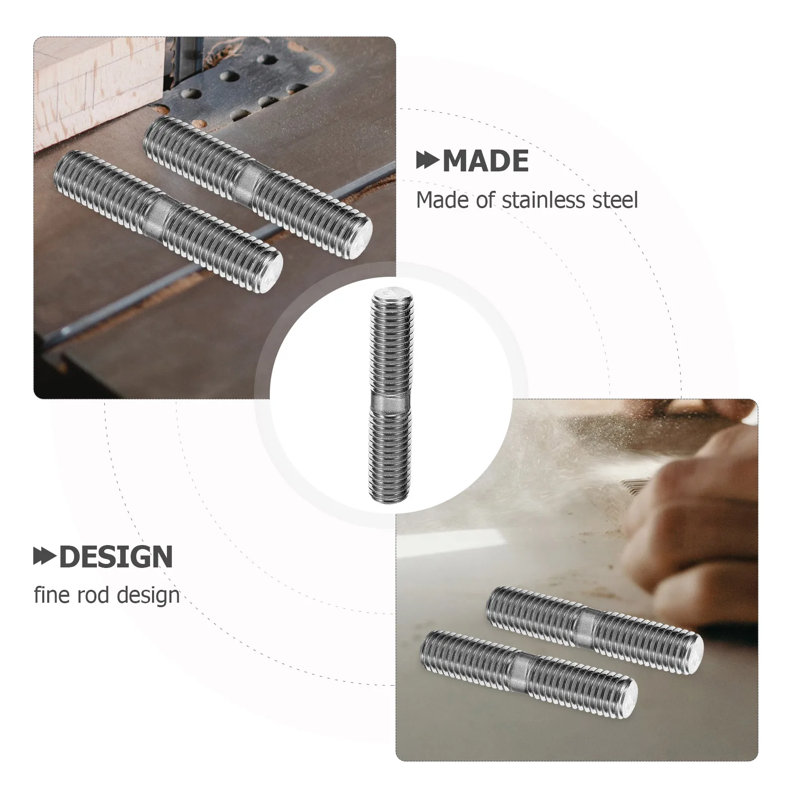 

10 Pcs Double-headed Screw Ended Bolts Thread Nuts Washers Double-end Connector Screws Hanger