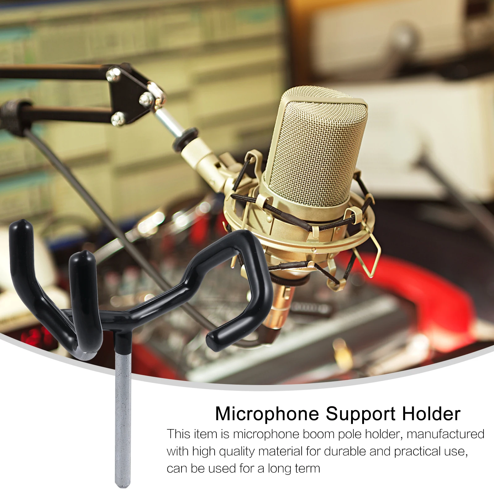 

Microphone Boompole Holder Microphone Support Holder Boom Pole Stand Lightweight Plastic Glue Coated Grip Head Compatible