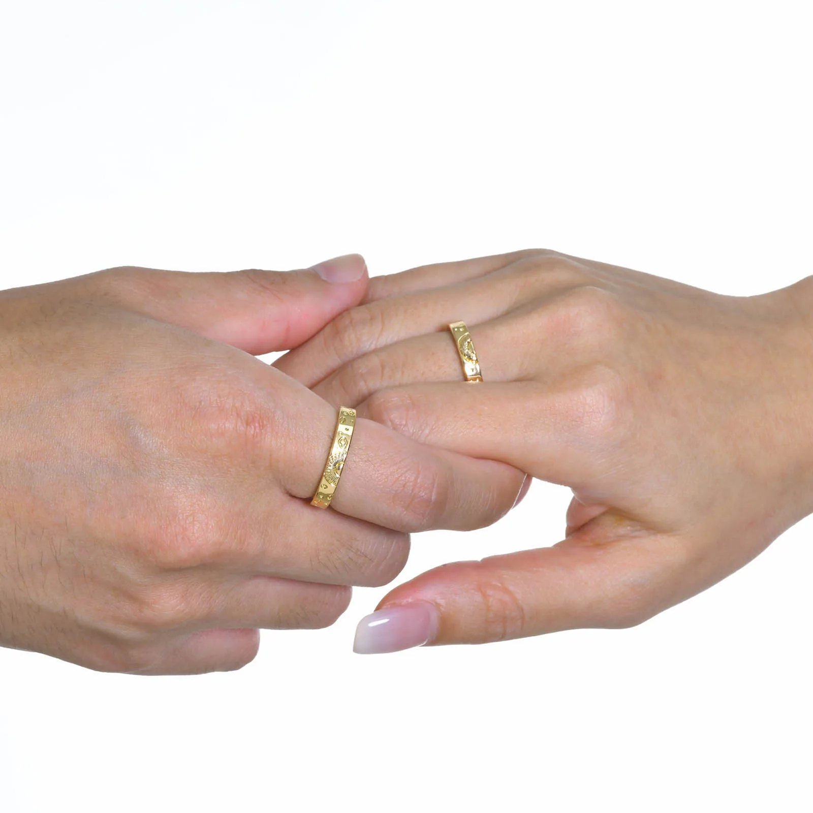 Adjustable Sun and Moon Couple Promise Ring, Boyfriend Girlfriend Matching Band, Price for Pair