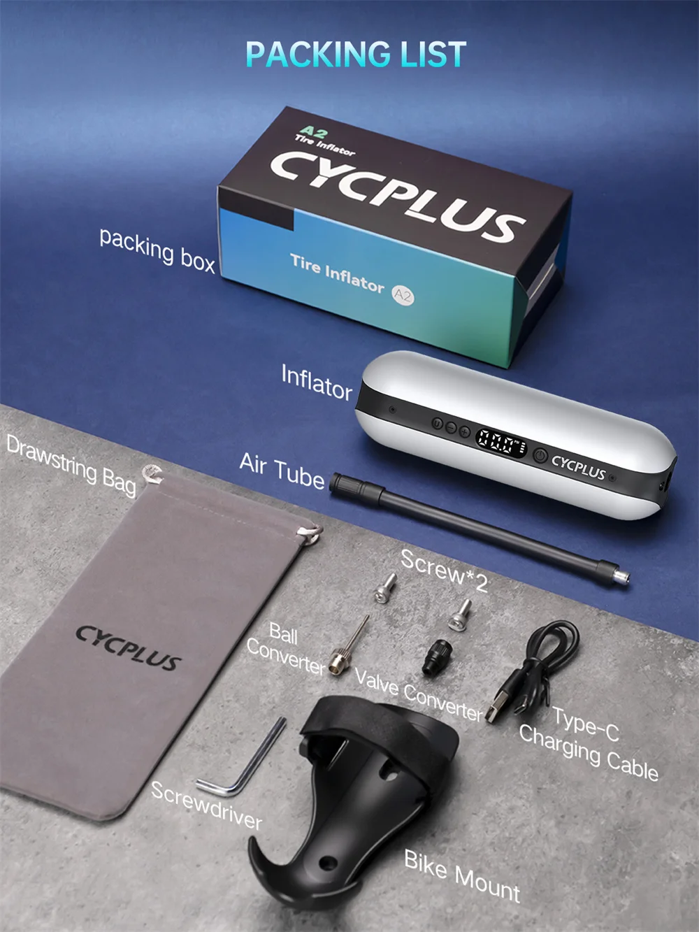 CYCPLUS Mini Bicycle Hand Pump Electric Smart Air Inflator High