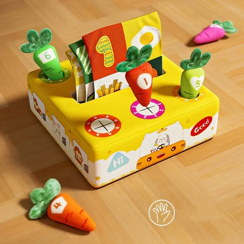 Baby 's Pulling Radish Paper Drawing Toy Colorful Tissue Box Preschool Sensory Activity Learning Early Education Playing Game