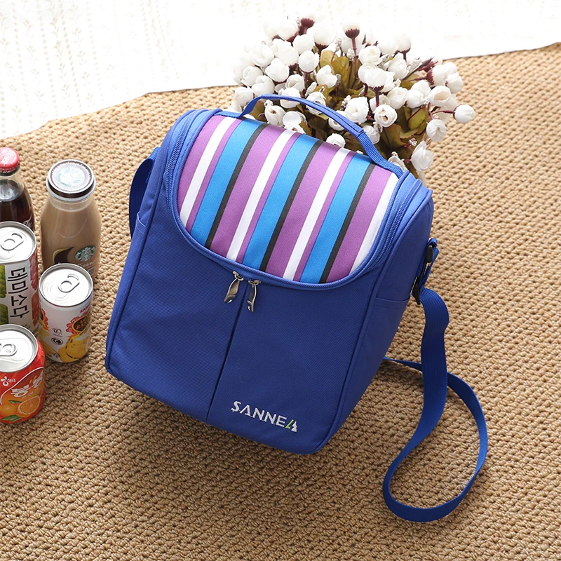 SANNE 7L Polyester Waterproof Lunch Bag Picnic Box Cooler Bag Travel Storage Stripe New Design Thermal Insulated Fashion Cooler